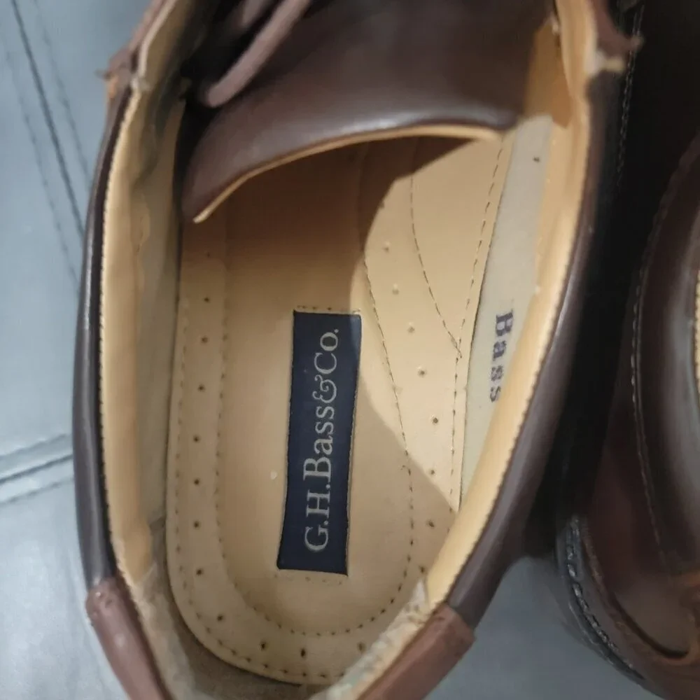 GH Bass & Co Lace Up Oxfords Shoes Size 11.5M Brown Leather Academia Preppy
